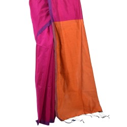 Blended Cotton Silk Saree in Pink And Orange