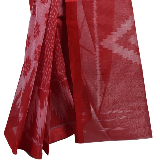 Dhonekhali Tant saree with Ikkat design in Red