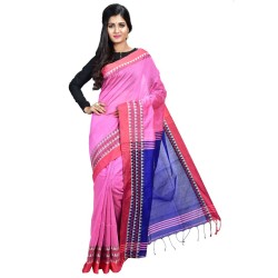 Cotton Silk Handloom Saree - Pink and Blue
