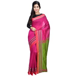 Cotton Silk Handloom Saree - Pink and Green