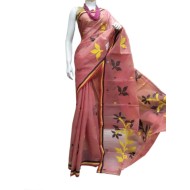 Classic Pink Tant Dhakai with Floral Motifs