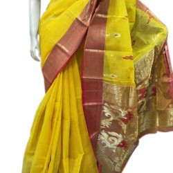 Tant Saree- Yellow and Red